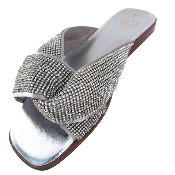SAM EDELMAN Shiny Silver Sandals Women Sz 9.5 Issie Open Toe Evening Formal EUC - Picture 13 of 15